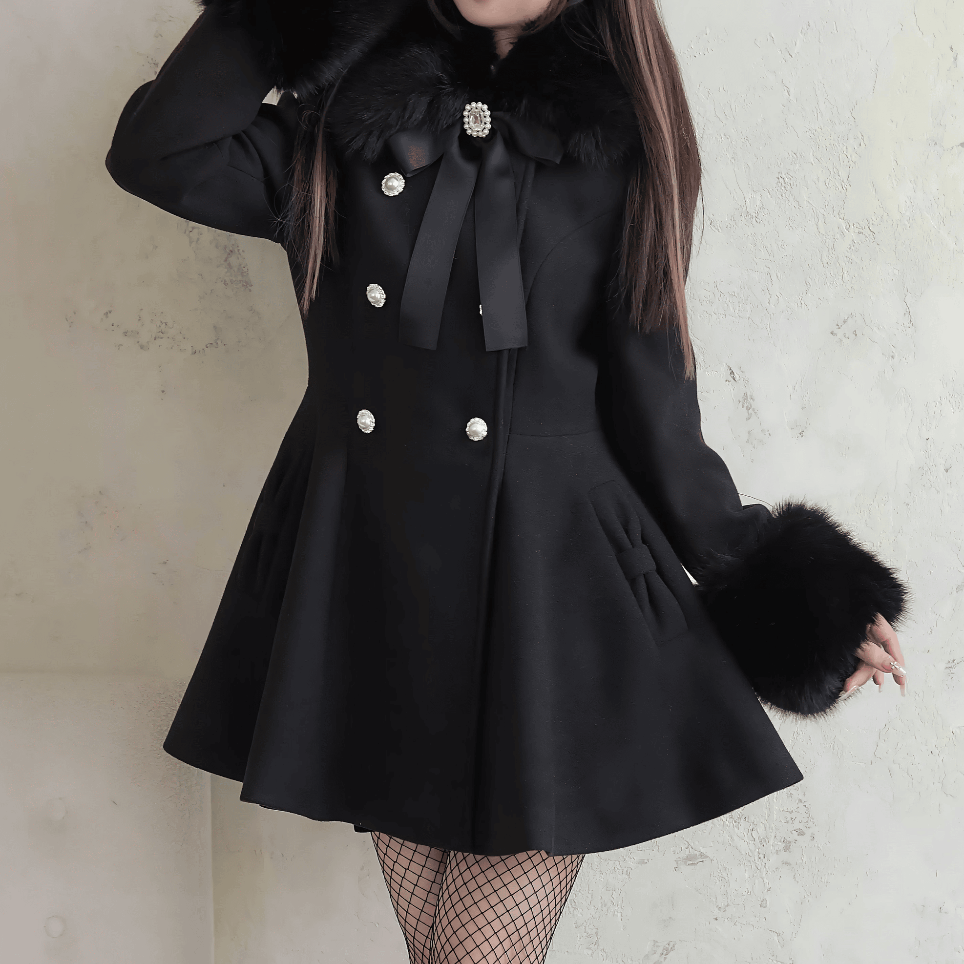 NoGenki】フレアシルエットガーリーダブルボタンコート◇コート 量産型