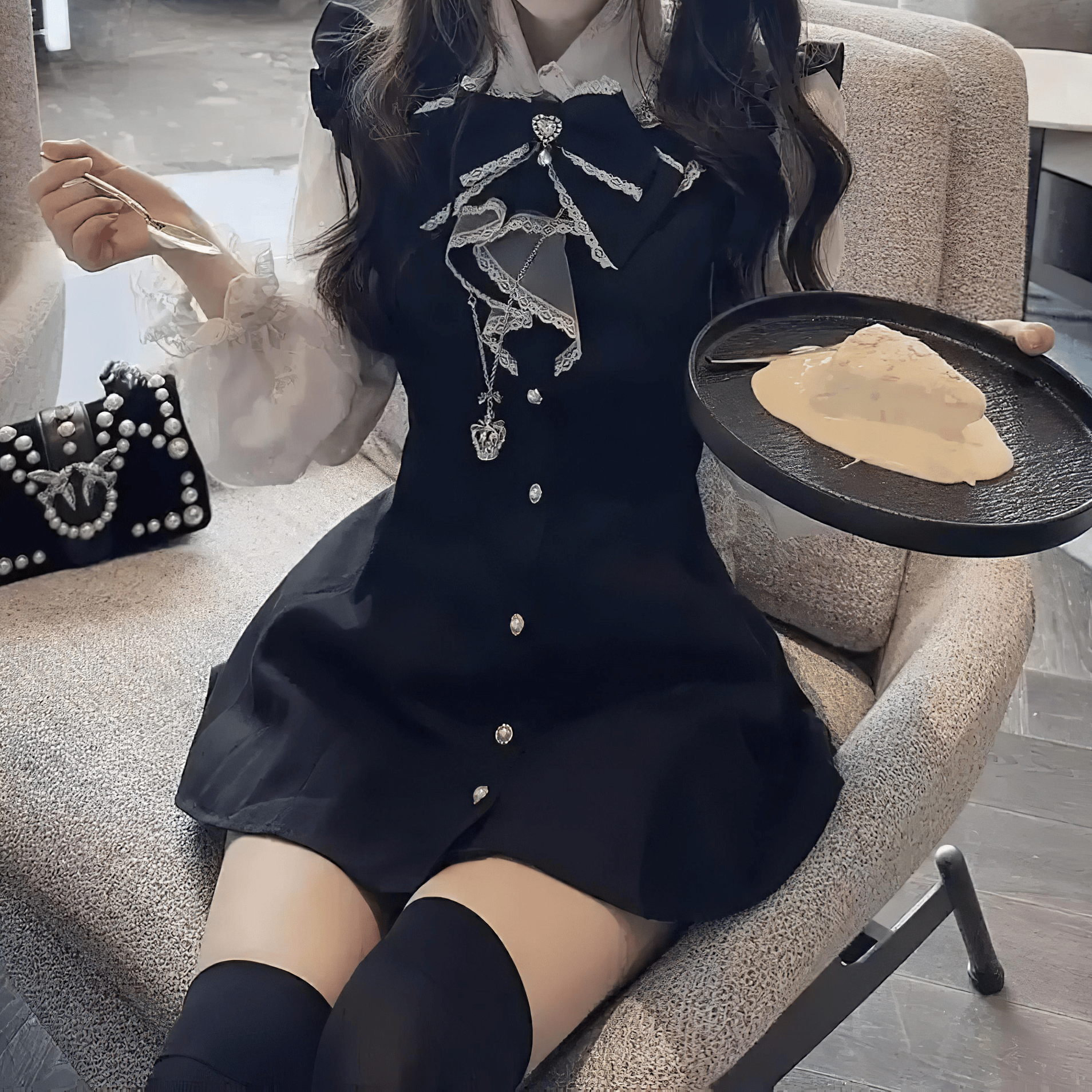 ドールカラーレースセットアップ◆セットアップ 地雷系 S、M、L、XL