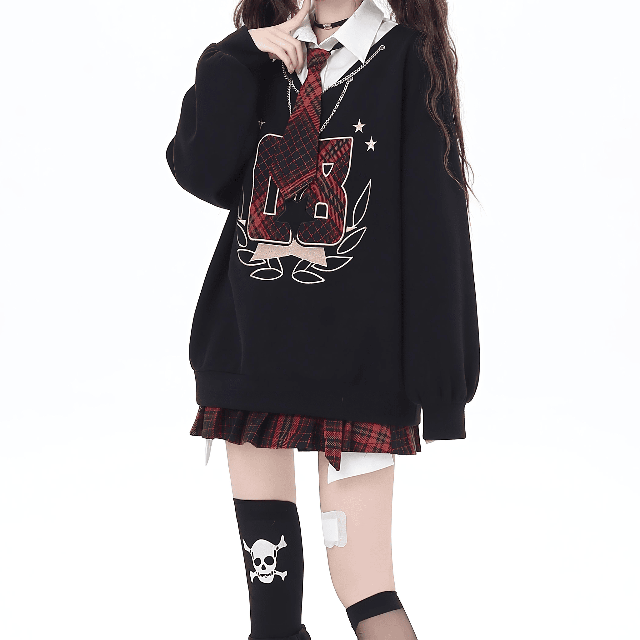 【CrazyGirl】スクールガールシャツｘスウェット◆スウェット 地雷系 S、M、L