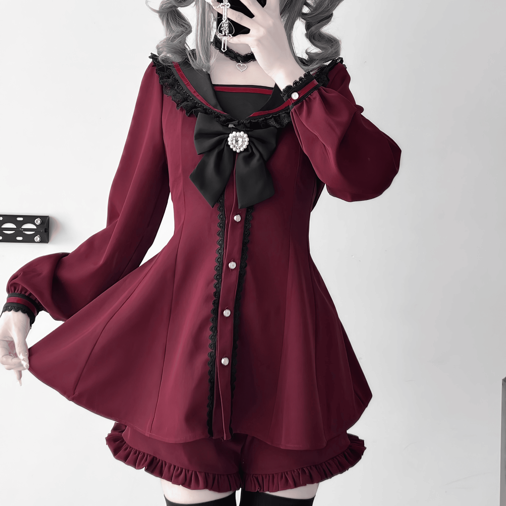 【kanna】セーラーワンピxフリルショーツセットアップ◆セットアップ 地雷系 S、M、L、XL