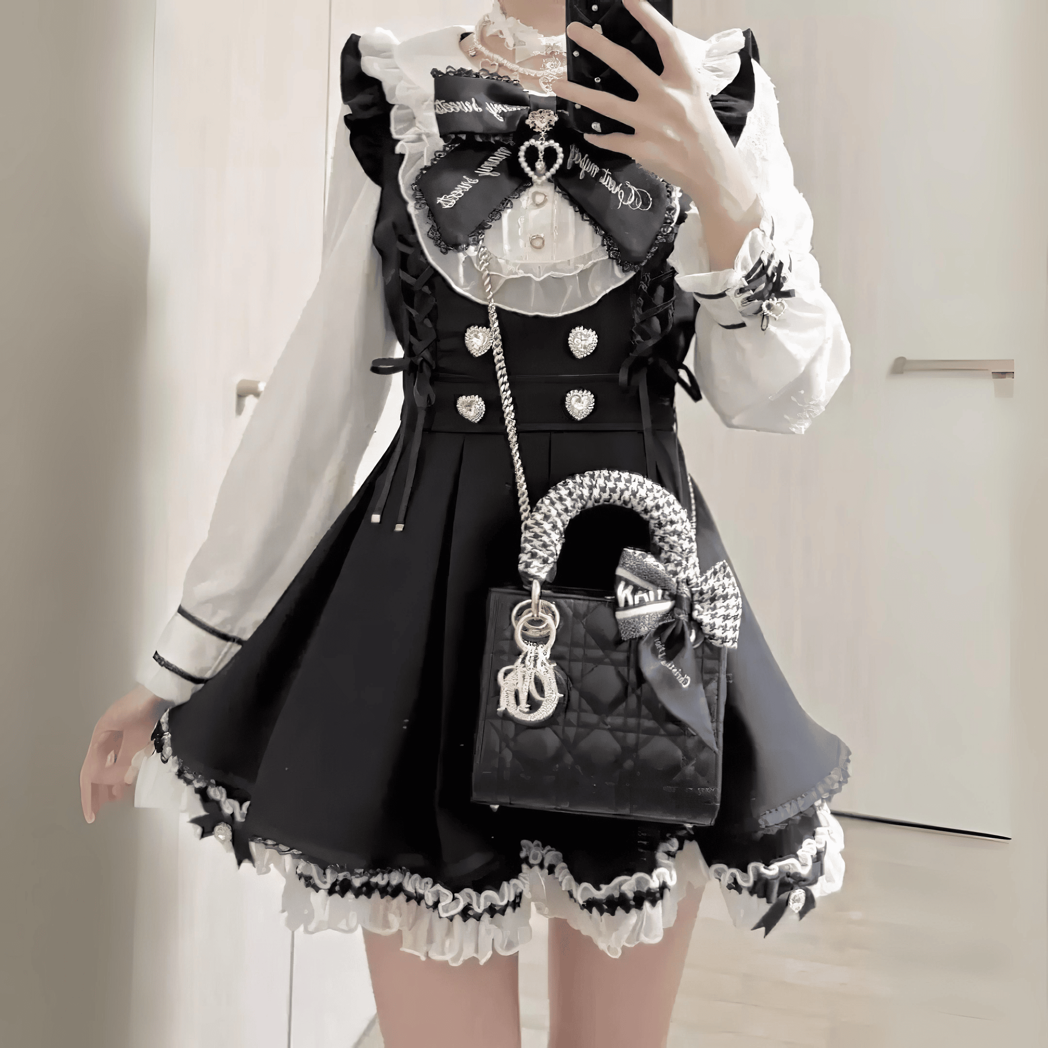 ハートチャームドールライクセットアップ◆セットアップ 地雷系 S、M、L、XL