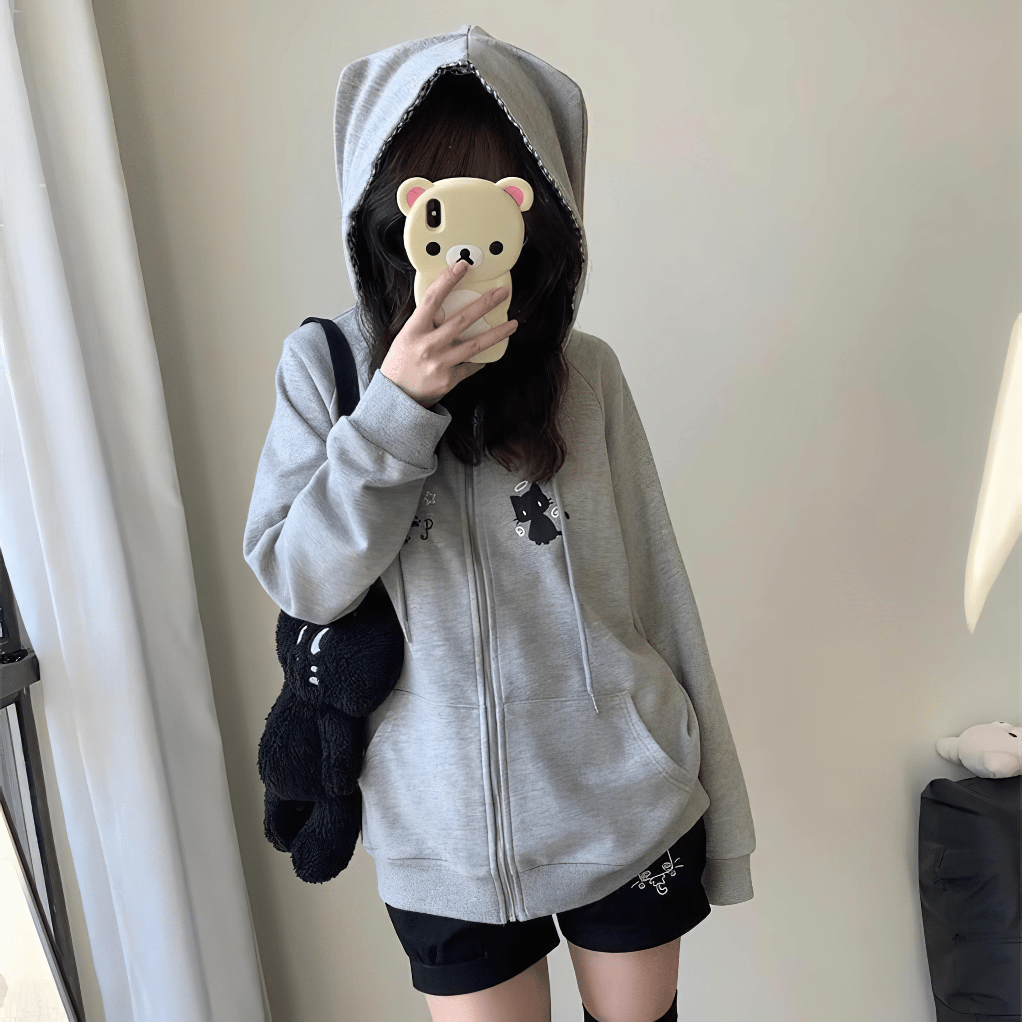 猫耳ガーリー系ジップパーカー◆パーカー カジュアル系 S、M、L、XL、XXL