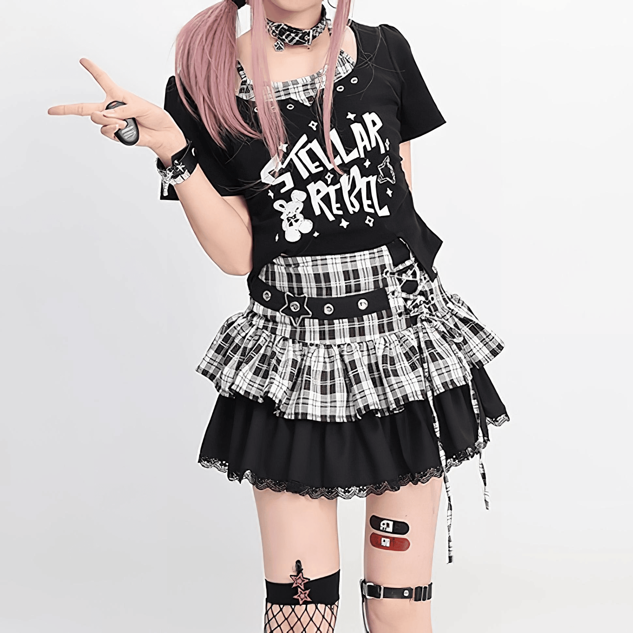 【Catwish】レースアップ×ガーリーフリルミニスカート◆ミニスカート 地雷系 S、M、L