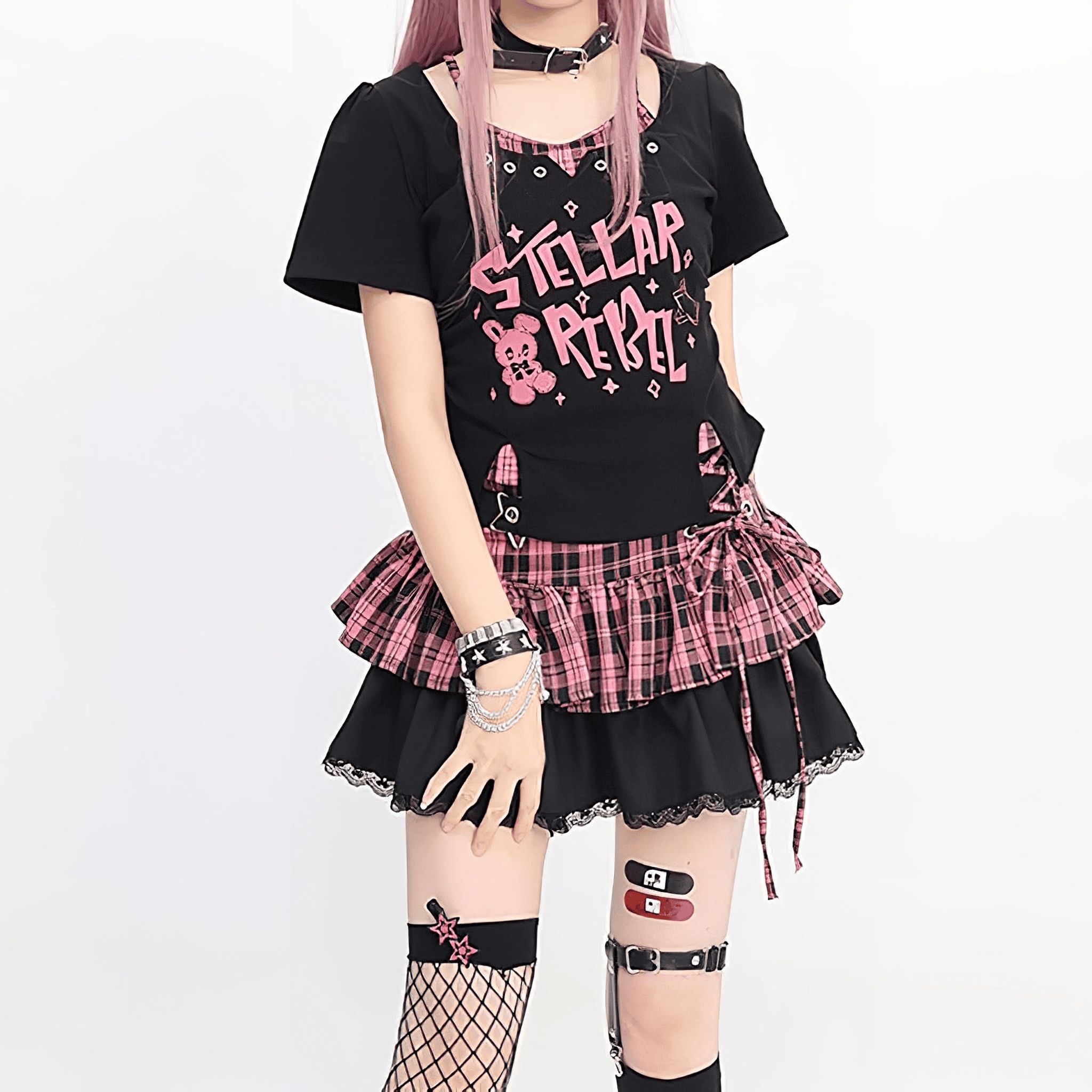 【Catwish】レースアップ×ガーリーフリルミニスカート◆ミニスカート 地雷系 S、M、L