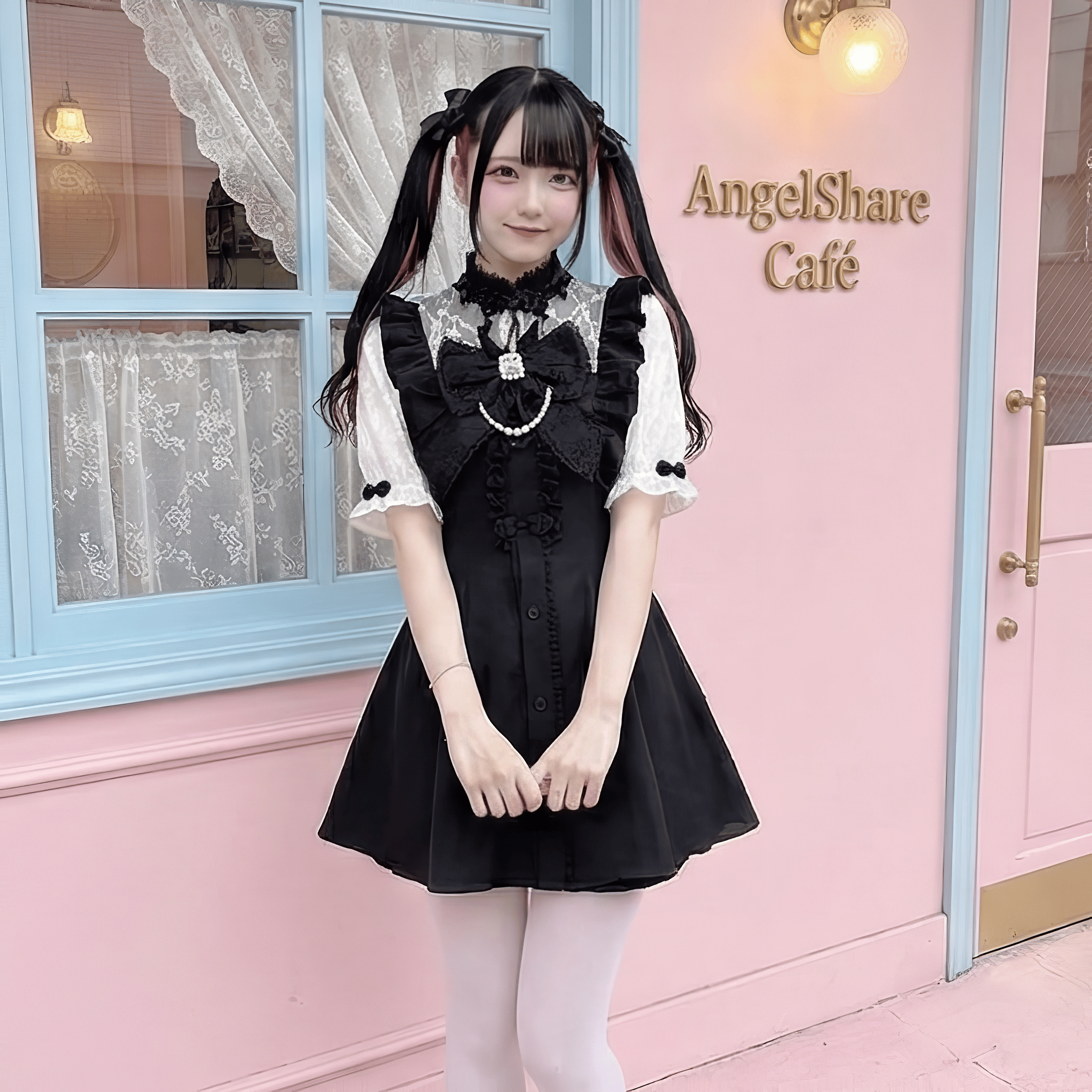 【AngelShare】パール＆フレアシルエットセットアップ◆セットアップ 量産型 M、L、XL、XXL