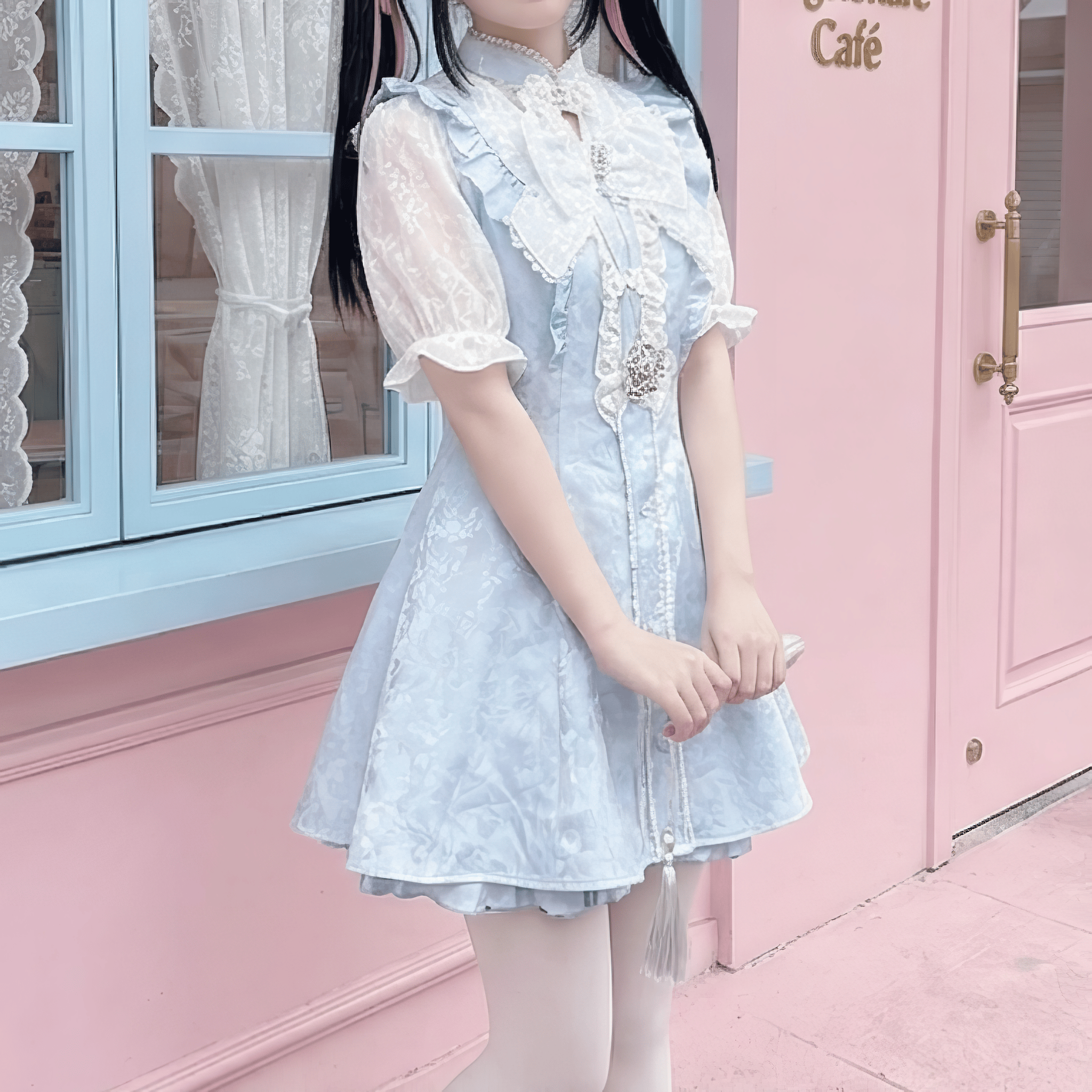 【AngelShare】パール＆フレアシルエットセットアップ◆セットアップ 量産型 M、L、XL、XXL