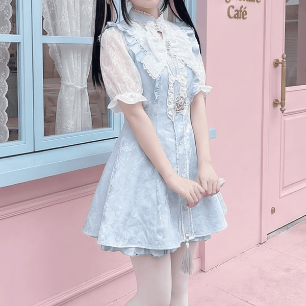 【AngelShare】パール＆フレアシルエットセットアップ◆セットアップ 量産型 M、L、XL、XXL