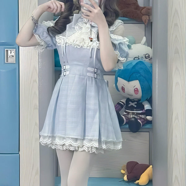 レースリボンガーリーワンピース◆ワンピース 量産型 S、M、L