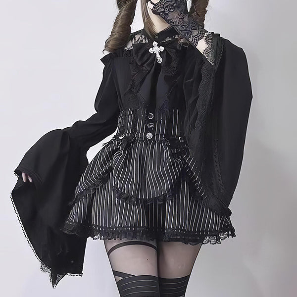 レースカラーオフショル姫袖ブラウス◆ブラウス 地雷系 S、M、L