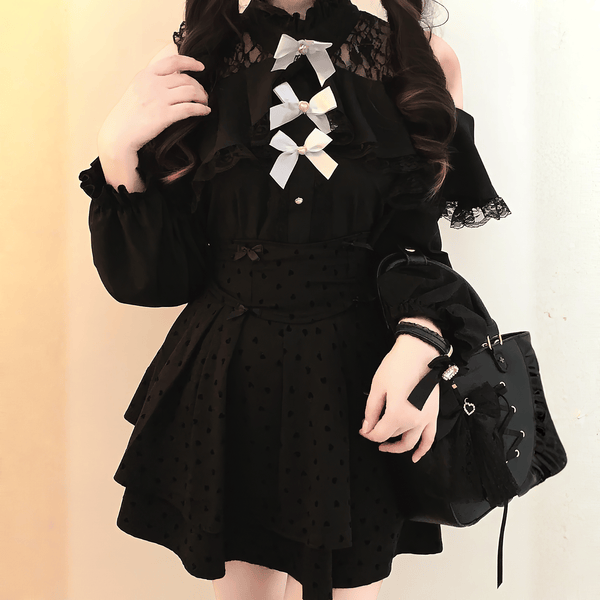 レースオフショルダーブラウス◆ブラウス 地雷系 ワンサイズ