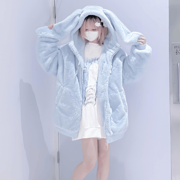 ふわもこ耳つきフードアウター◆パーカー サブカル系 ワンサイズ