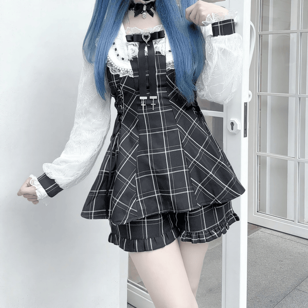 【VirtualParadise】レーススリーブ×フレアカラーセットアップ◆セットアップ 地雷系 S、M、L、XL