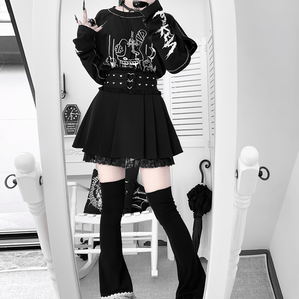 【Kanna】スリーブ付きグラフィックトップス◆イラストTシャツ 地雷系 M、L