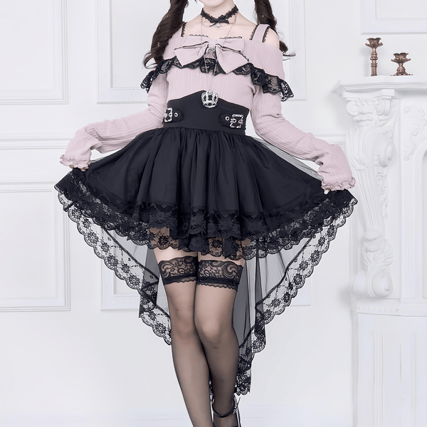 【NoGenki】オフショル×レーステールワンピース◆ワンピース 地雷系 M、L