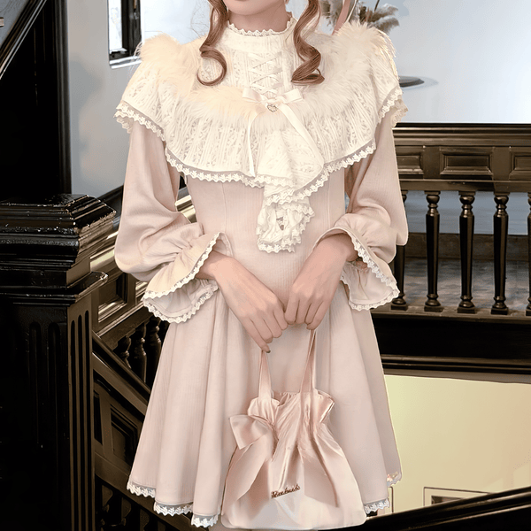 【LALAJK】フリルスリーブオフショルワンピース◆ワンピース 量産型 S、M、L