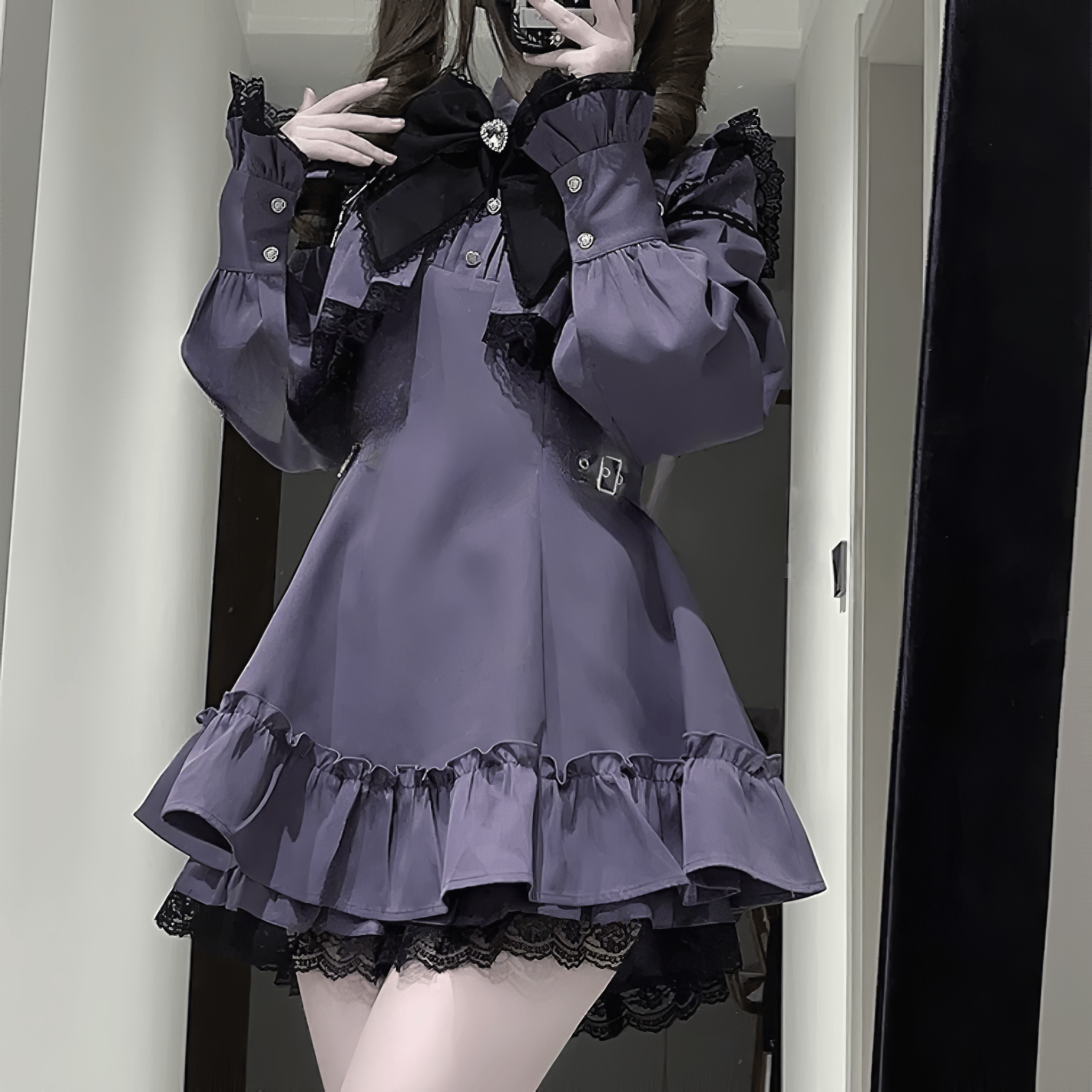 【AngelShare】レースアクセントデザインセットワンピース◆ワンピース 地雷系 M、L、XL、XXL