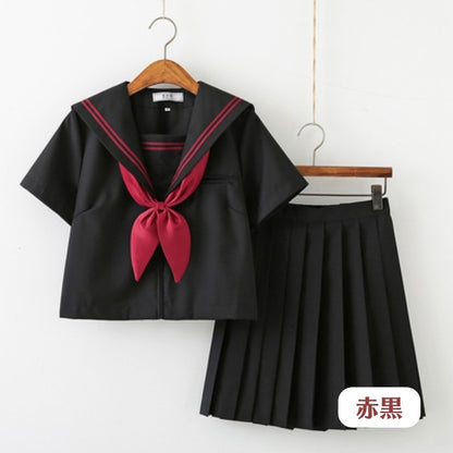 半袖セーラー服上下+リボンセット<1>◆セーラー服 学生服 S、M、L、XL、XXL