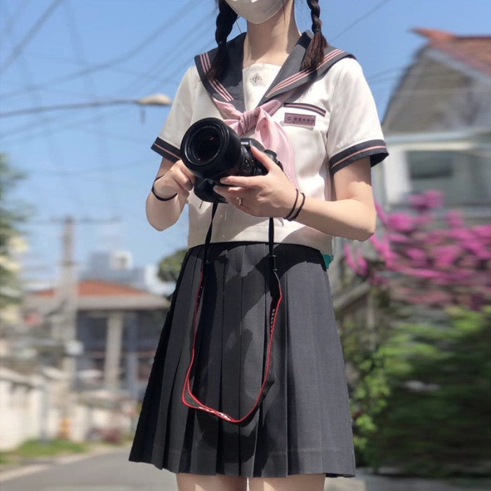 半袖セーラー服上下+スカーフセット<4>◇セーラー服 学生服 S、M 