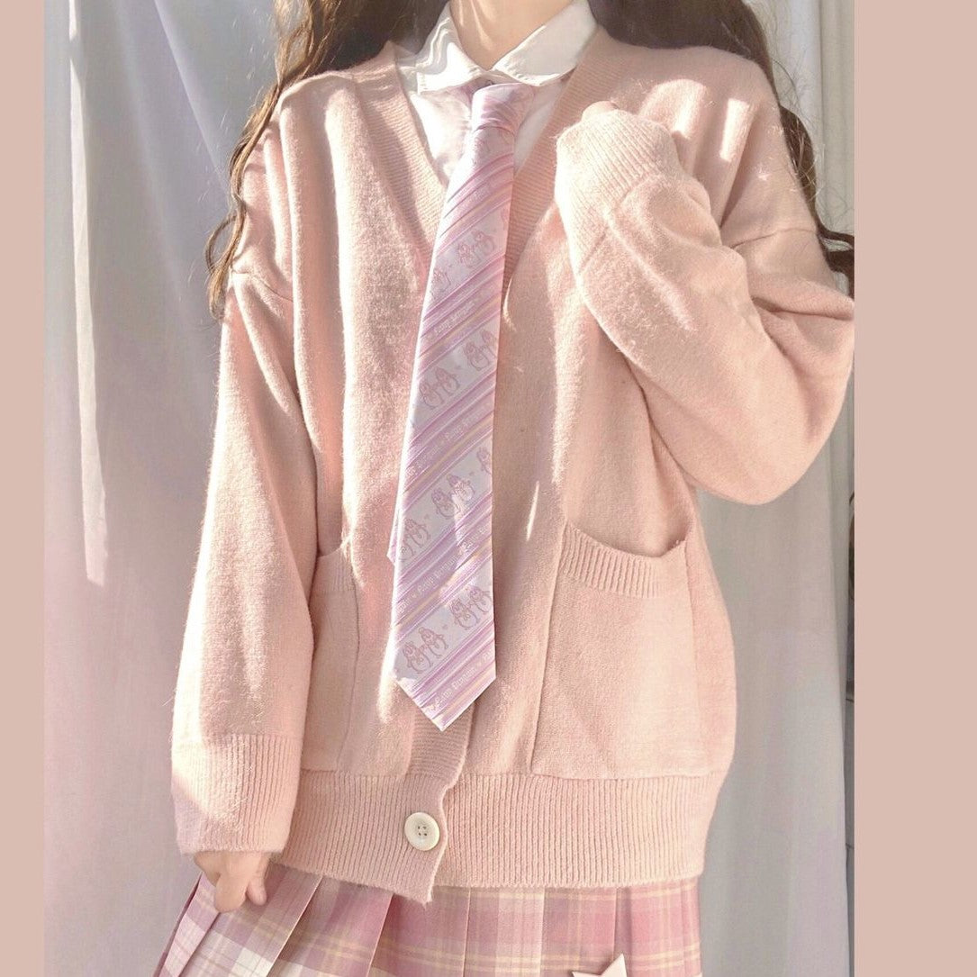 Vネック薄手ニットカーディガン[4]◆カーディガン 学生服 S、M、L、XL