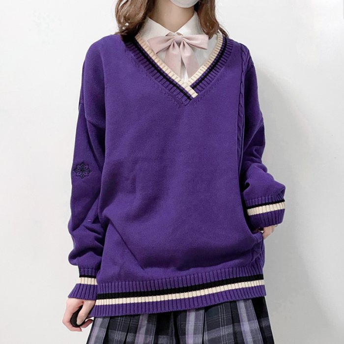 アシンメトリーネックルーズセーター◆セーター 学生服 S、M、L、XL、XXL