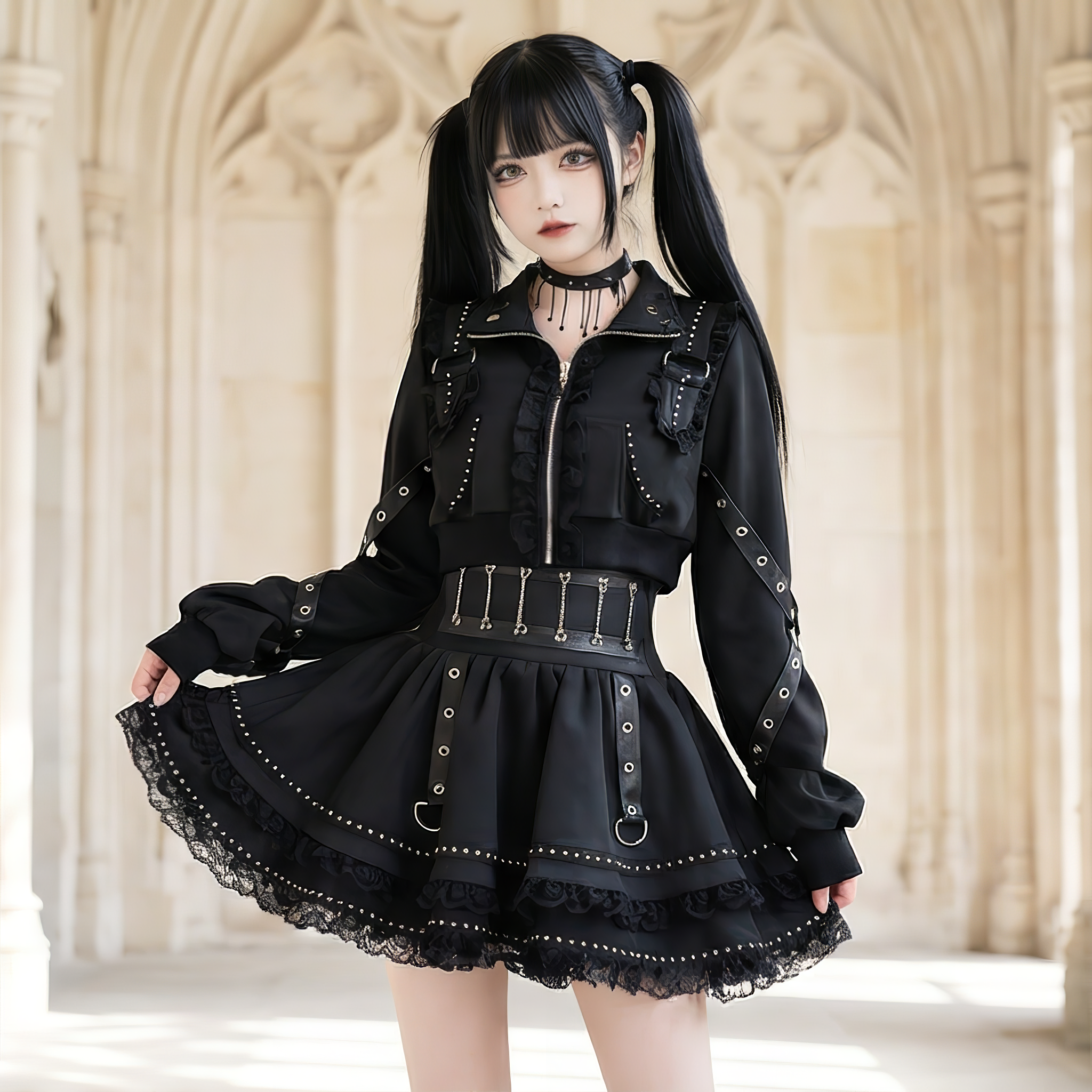 BugStarting】ブラックレースベルトチェーン付セットアップ