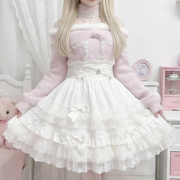 Apk1様、ニット、冬服、量産 ハートチェックレイヤードニットワンピース – pium