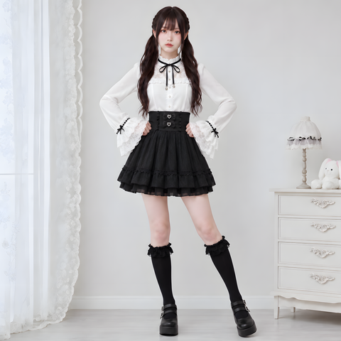 【AmbientEnergy】コルセット風ハートリボンミニスカート◆ミニスカート 地雷系 S、M、L、XL、XXL、XXXL