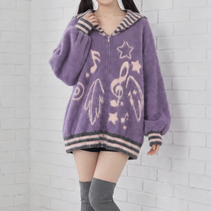 【CatWish】セーラーカラージップアップカーディガン◆カーディガン サブカル系 S、M
