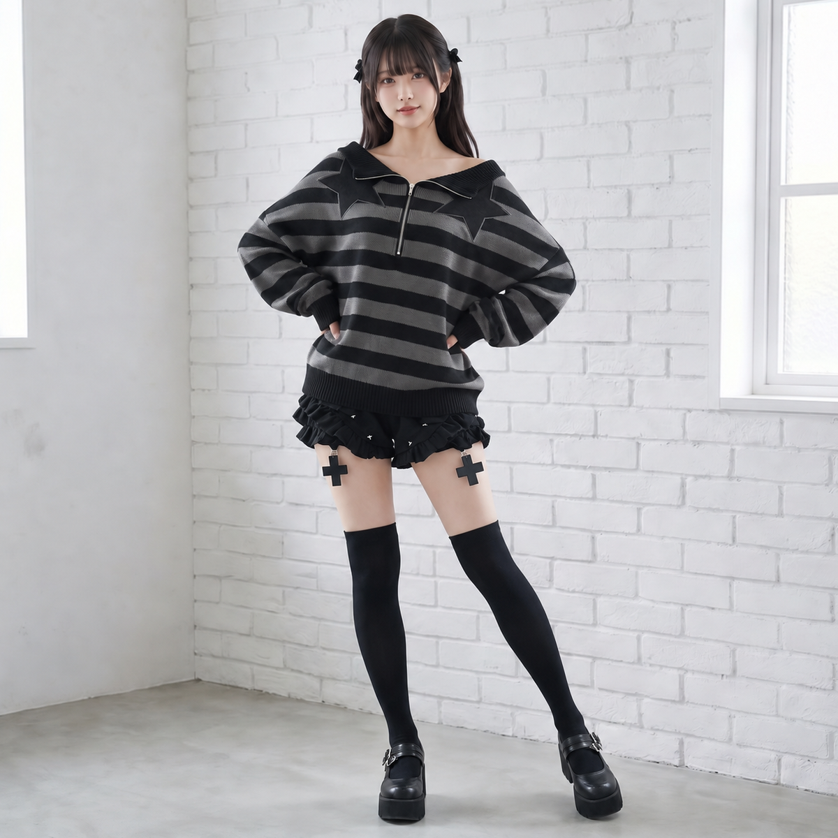 【CatWish】星柄ドルマンスリーブセーター◆セーター サブカル系 S、M