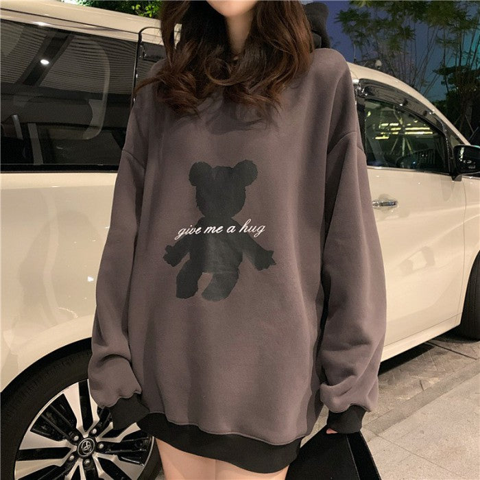 裏起毛クマシルエットルーズパーカー◆パーカー ガーリー系 S、M、L、XL、XXL