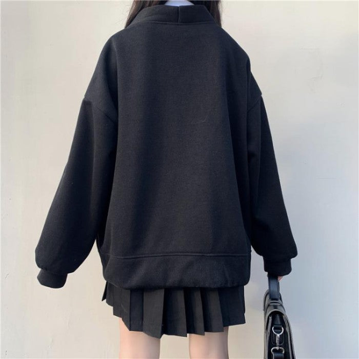 裏起毛厚手ルーズカーディガン◆カーディガン 学生服 S、M、L、XL、XXL