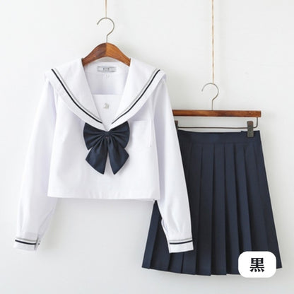 セーラー服上下+リボンセット<1>◆セーラー服 学生服 S、M、L、XL、XXL