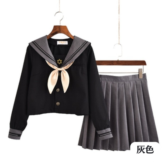 セーラー服上下+リボンセット<2>◆セーラー服 学生服 S、M、L、XL、XXL