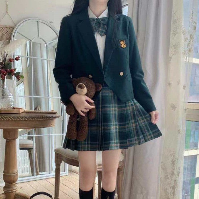 ダイヤモンドチェックウエストブレザー＋ショートスカート＋ロングスカート