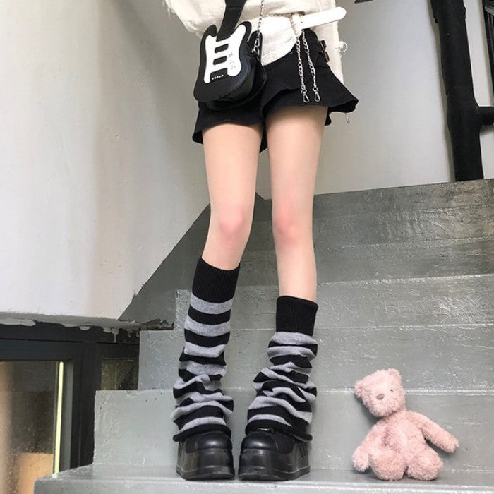 ワイドボトムストライプレッグウォーマー◇レッグウォーマー ソックス