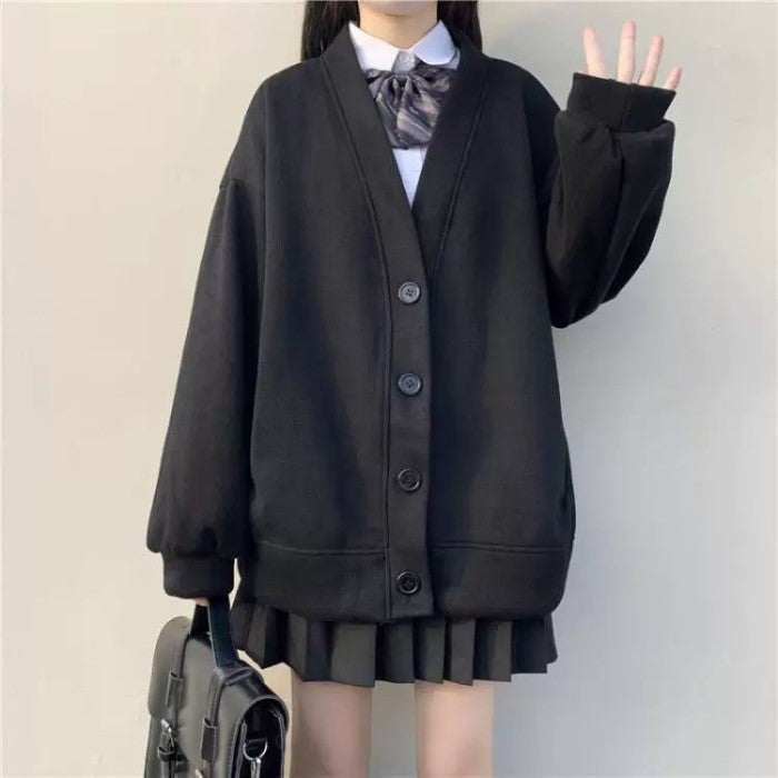 Vネックスウェットカーディガン◆カーディガン ガーリー系 S、M、L、XL、XXL