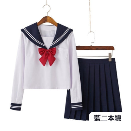 セーラー服上下+リボンセット<3>◆セーラー服 学生服 S、M、L、XL、XXL
