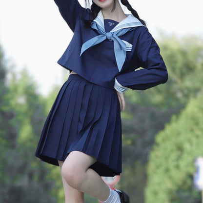 セーラー服上下+スカーフセット<6>◆セーラー服 学生服 S、M、L、XL