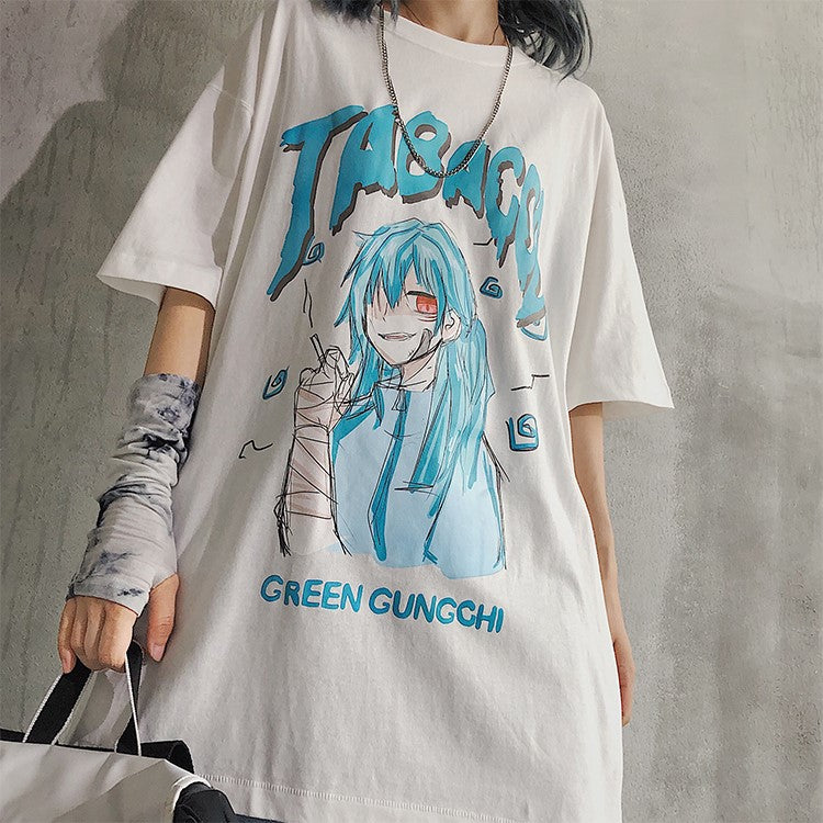 イラストプリントルーズTシャツTBCver◆イラストTシャツ ガーリー系 M、L、XL