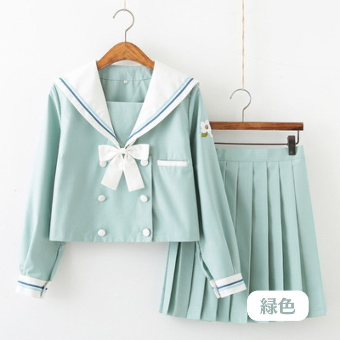 セーラー服上下+リボンセット<1>◇セーラー服 学生服 S、M、L